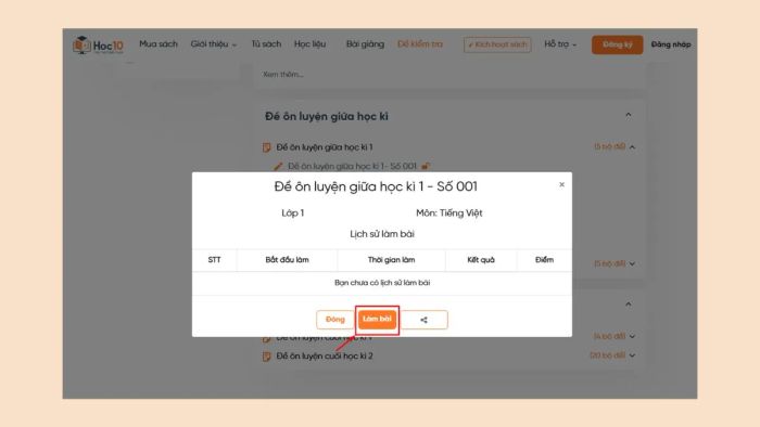 Hướng dẫn luyện thi trên Hoc10 – Bước 3