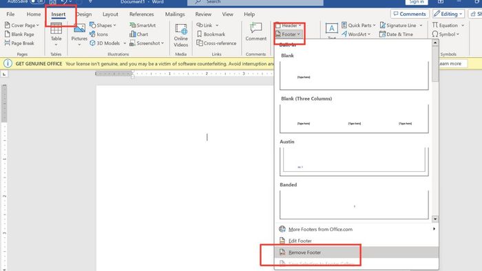 cách xóa số trang đầu tiên trong Word bằng Header & Footer bước 3