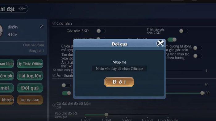 Hướng dẫn đổi mã code Thanh Vân Quan 4D miễn phí - bước 3