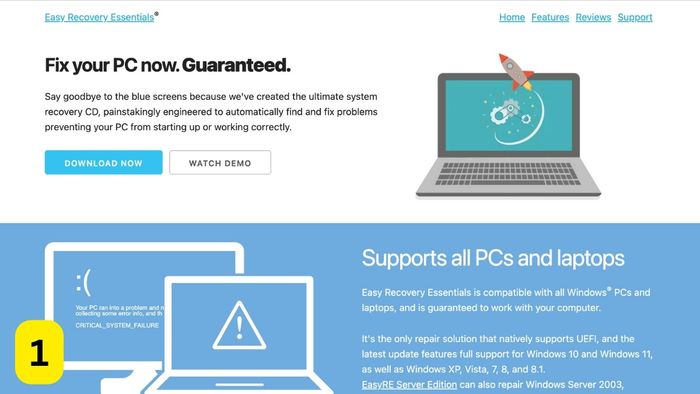 hướng dẫn sửa lỗi 'a disk read error occurred' - Sử dụng phần mềm Easy Recovery Essentials bước 1