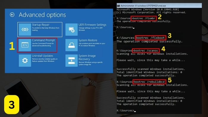 hướng dẫn khắc phục lỗi 'a disk read error occurred' - Sửa chữa MBR và Boot Sector, bước 3