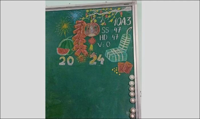 Pháo đỏ và lồng đèn đỏ – Ý tưởng trang trí bảng đơn giản mà ấn tượng