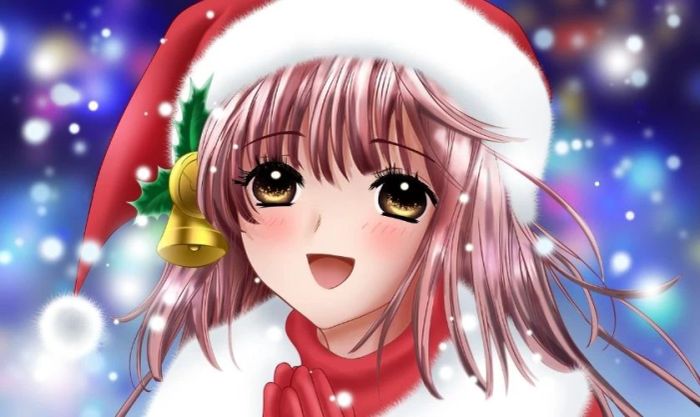 Ảnh anime nữ Giáng sinh với đôi mắt long lanh