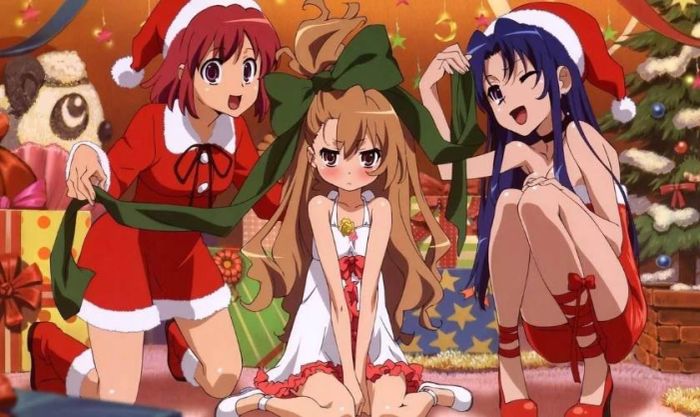 Ảnh anime nữ Giáng Sinh trong buổi tiệc ngủ ấm áp