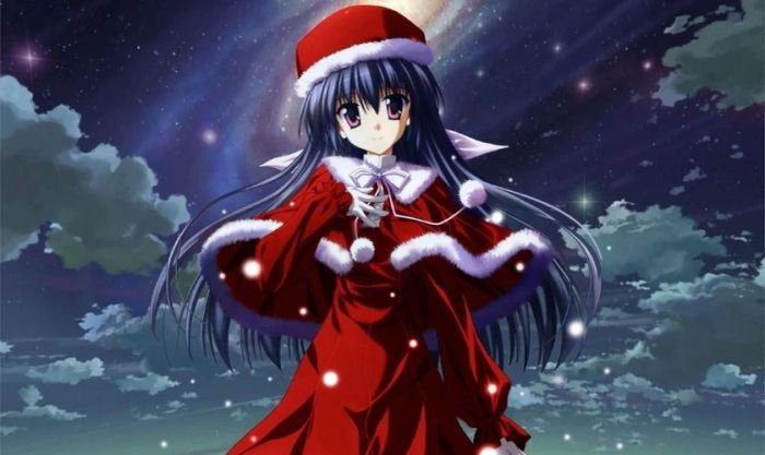 Ảnh anime nữ Giáng sinh vào ban đêm