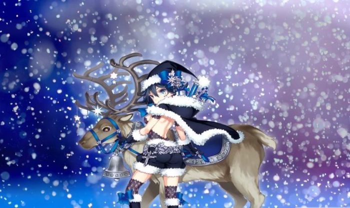 Ảnh anime nữ Giáng sinh và những chú tuần lộc dễ thương