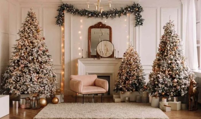 Cây thông Noel đẹp tinh tế với tông màu trắng thuần khiết