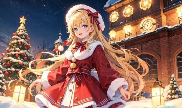 Ảnh anime nữ Giáng sinh đầy sắc màu