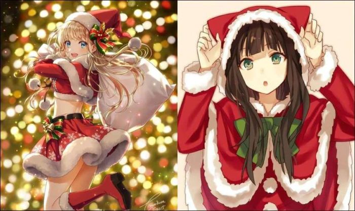 Hình nền anime chibi Giáng sinh trên điện thoại