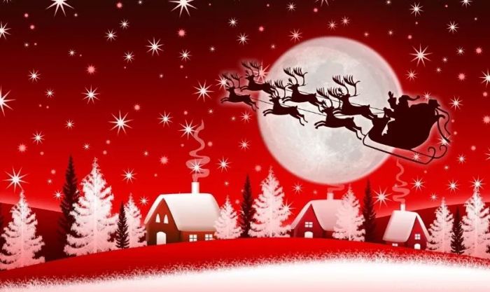 Ông già Noel và bầy tuần lộc trên bầu trời