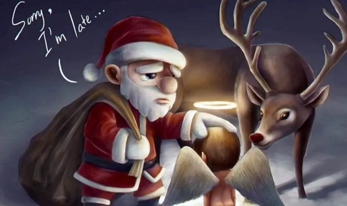 Hình ảnh Giáng sinh buồn, lẻ loi, làm nổi bật sự cô độc trong không gian ấm áp của mùa lễ