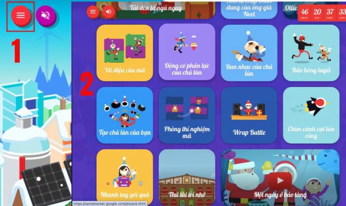 Hướng dẫn cách chơi game 'Theo chân ông già Noel'