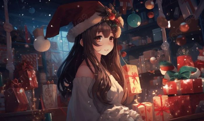 Ảnh nữ Giáng Sinh xinh xắn với chiếc nón Noel đáng yêu