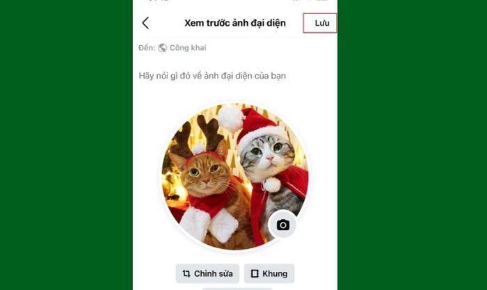Tải hình ảnh mèo Giáng sinh từ thiết bị của bạn và nhấn Lưu