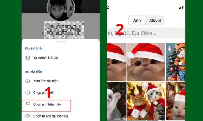 Thay avatar mèo Giáng sinh trên Zalo