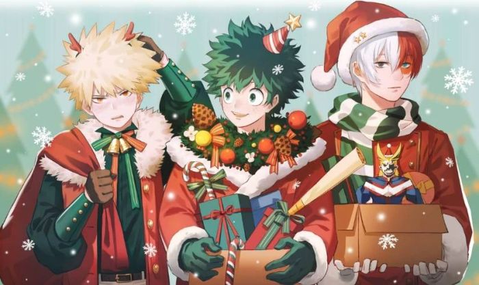 Ảnh chibi dễ thương với hộp quà đầy màu sắc