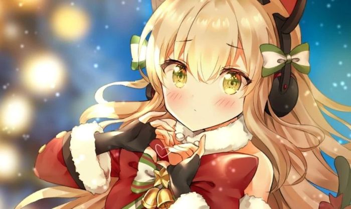 Ảnh anime nữ Giáng Sinh với đôi má ửng hồng