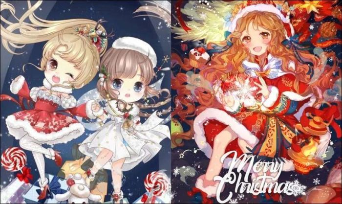 Ảnh anime chibi Giáng sinh dành cho điện thoại
