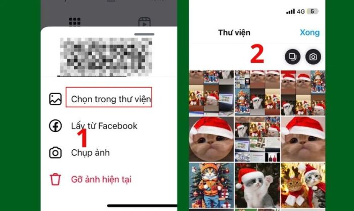 Cài đặt avatar mèo Giáng sinh trên Instagram.