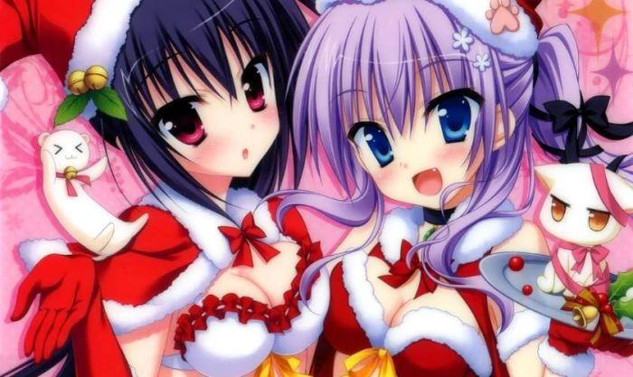 Ảnh anime nữ Giáng Sinh với khoảnh khắc chụp ảnh đáng nhớ