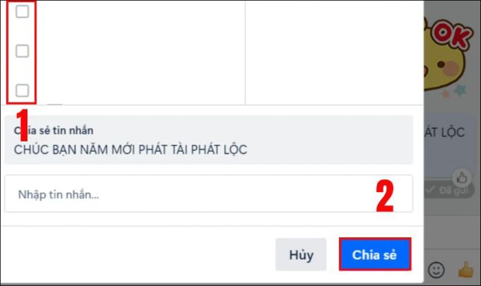Chọn nhóm chat Zalo hoặc các tài khoản Zalo mà bạn muốn gửi tin nhắn tới rồi nhấn nút Chia sẻ.