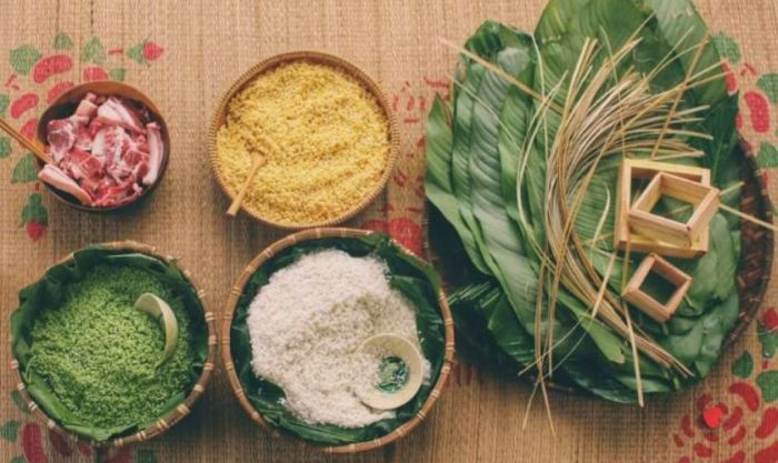 Một số nguyên liệu không thể thiếu khi gói bánh chưng vào dịp Tết Nguyên Đán