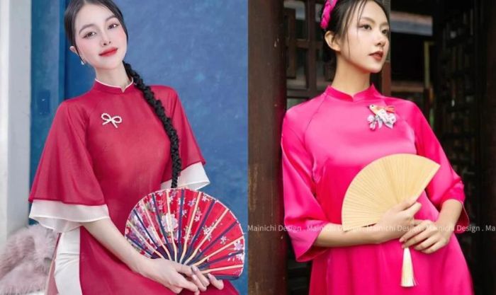 Tạo dáng chụp ảnh với áo dài cách tân và quạt