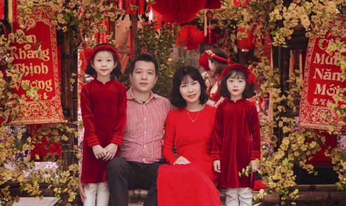 Chụp ảnh Xuân cùng gia đình