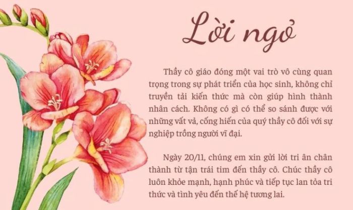Lời ngỏ 20/11 có ý nghĩa gì?