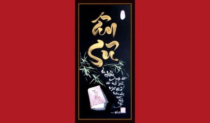 Tranh Ân Sư chữ vàng trên nền đen, siêu đẹp, món quà tuyệt vời tặng thầy cô