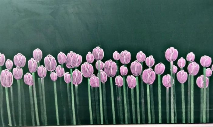 Trang trí bảng cho ngày 19/11 với những bông hoa tulip rực rỡ