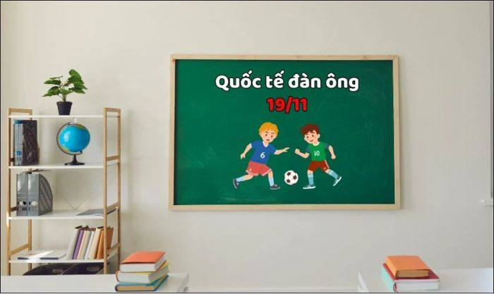Trang trí bảng ngày Quốc tế đàn ông theo chủ đề thể thao