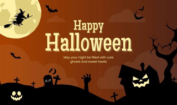Background Halloween màu cam độc đáo, đầy sáng tạo
