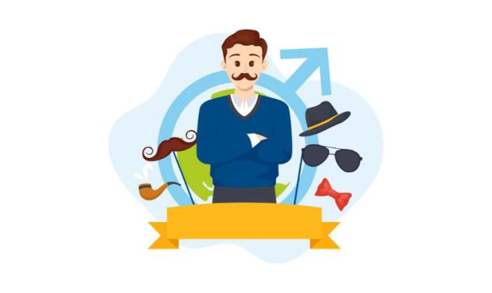 Logo Ngày Quốc tế Đàn ông đẹp với màu xanh đặc trưng