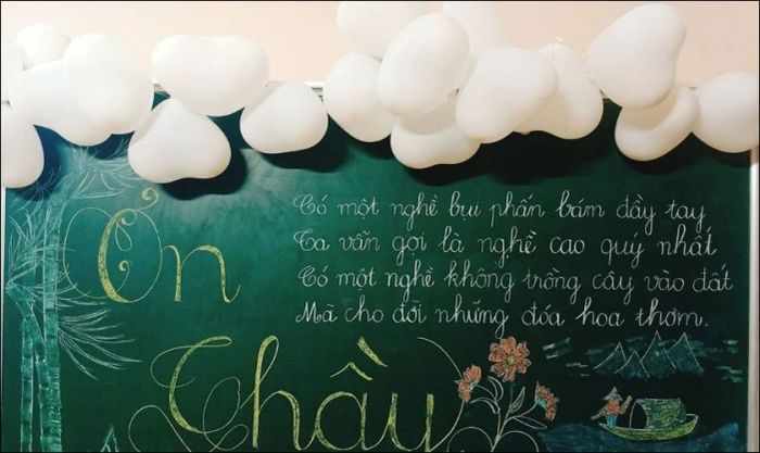 Trang trí bảng để tri ân thầy cô nhân ngày Quốc tế đàn ông