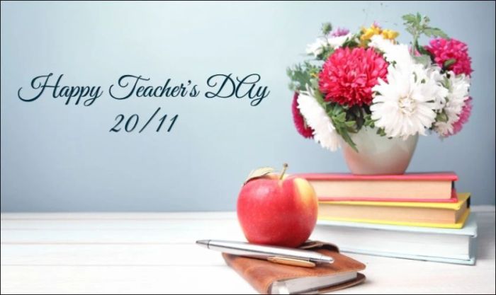Sách vở là hình ảnh quen thuộc và dễ nhận ra nhất trong các logo nhân ngày 20/11.