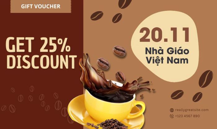 Mẫu content dành cho cửa hàng cà phê nhân ngày Nhà giáo Việt Nam