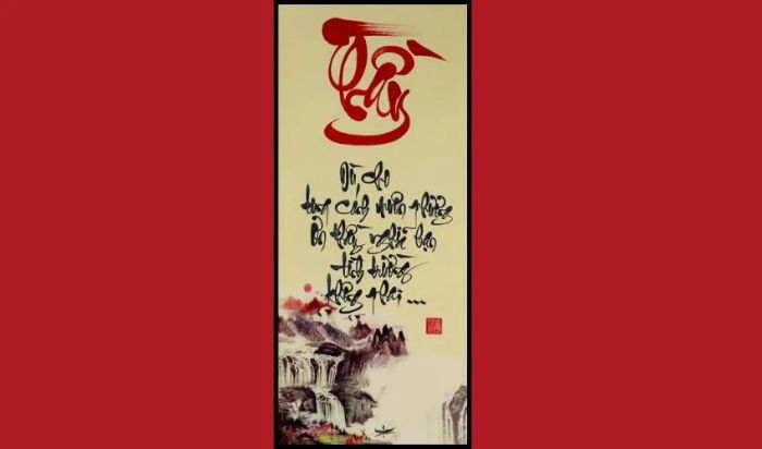 Tranh thư pháp chữ Thầy ấn tượng, thể hiện lòng kính trọng và biết ơn
