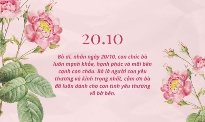 Những lời chúc ý nghĩa nhất dành tặng bà nhân ngày 20/10
