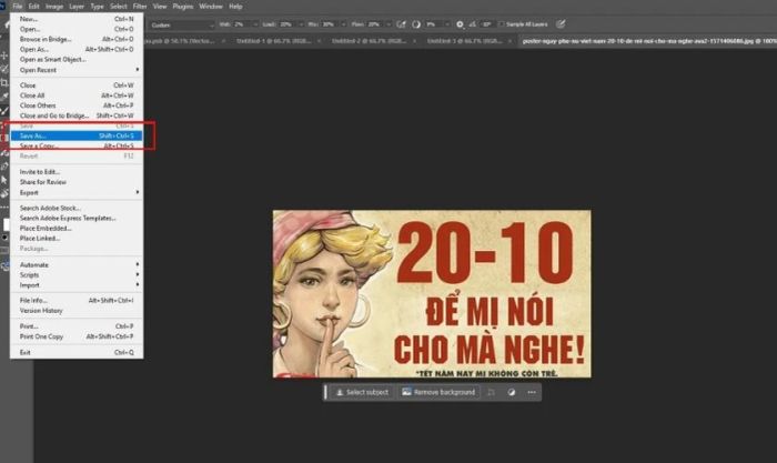 Khi bạn lưu file, đừng quên chọn mục Lưu dưới dạng (Save As) để lưu bản sao của tài liệu.