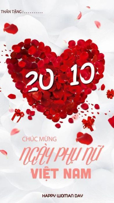 Poster 20/10 lãng mạn hình trái tim ngọt ngào