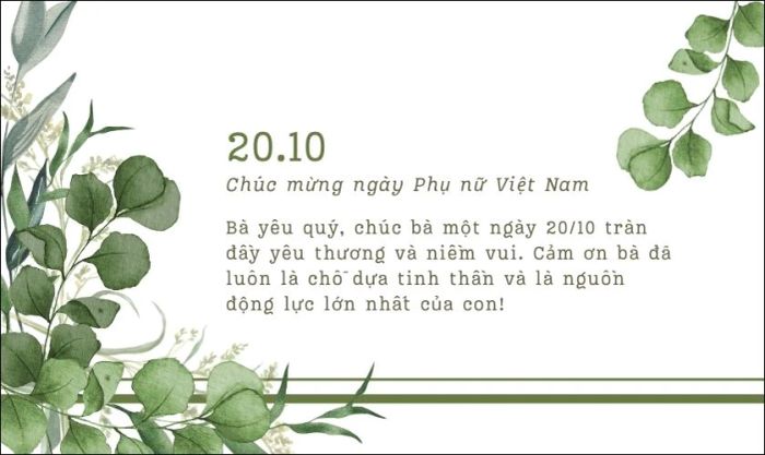 Hình ảnh ngày Phụ nữ Việt Nam kết hợp cùng lời chúc ngọt ngào gửi đến bà