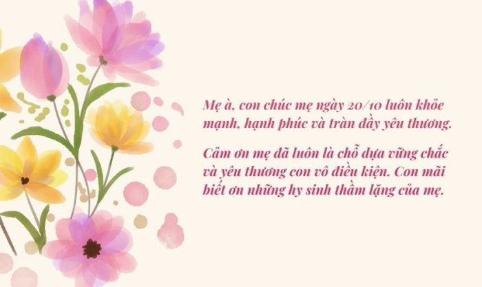 Ảnh 20/10 kèm lời chúc ý nghĩa gửi đến mẹ