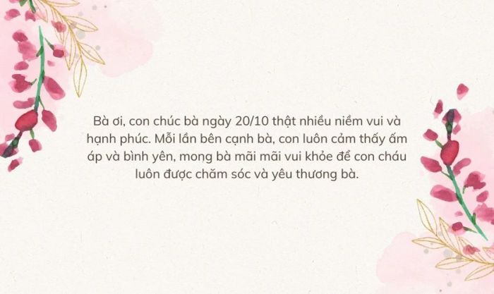 Những bức ảnh chúc mừng 20/10 đầy tình cảm và ý nghĩa dành tặng bà