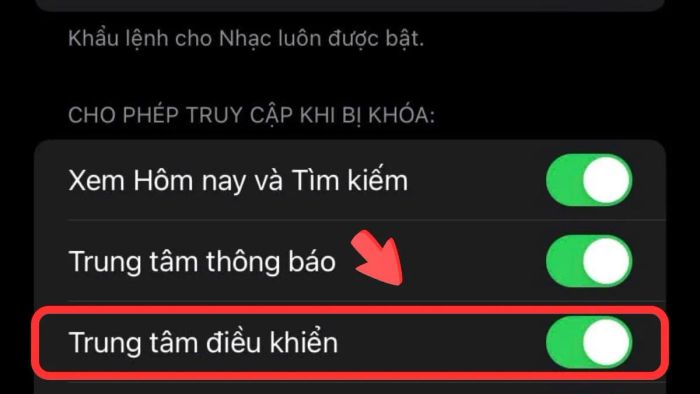 Cách tắt Control Center ở màn hình khóa iPhone - Bước 3