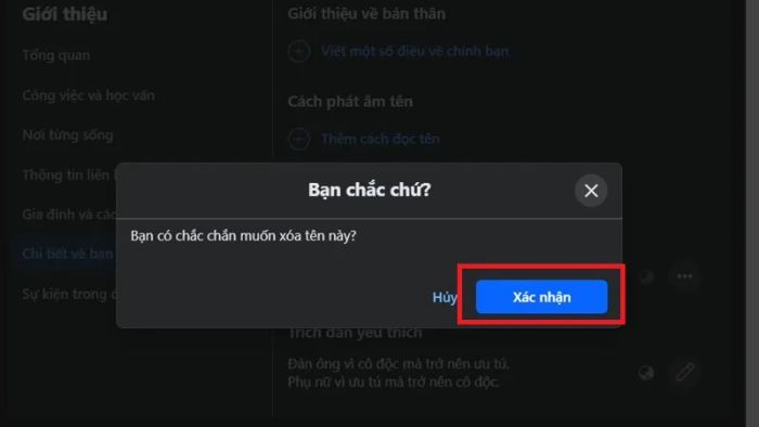 Hướng dẫn cách xóa biệt danh trên Facebook khi sử dụng máy tính