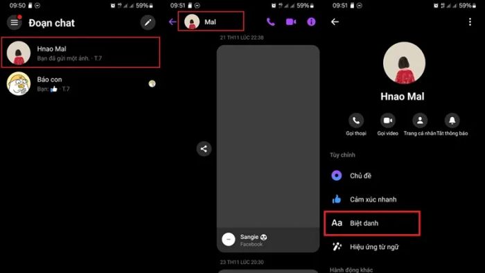 Xóa biệt danh của bạn và bạn bè trên Messenger