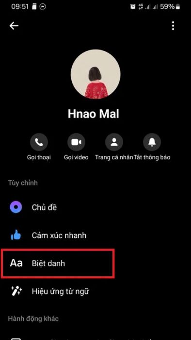 Thiết lập biệt danh cho bạn và bạn bè trên Messenger