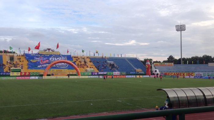 Go Dau Stadium is a football ground that spans over 4 hectares, as seen in this image.