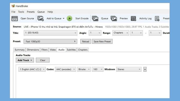 HandBrake software functions - audio extraction